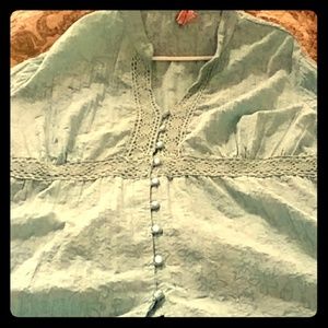 Womens plus size aqua top